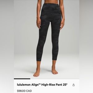 Lululemon Align Heritage 365 Camo Deep Coal Multi 25”